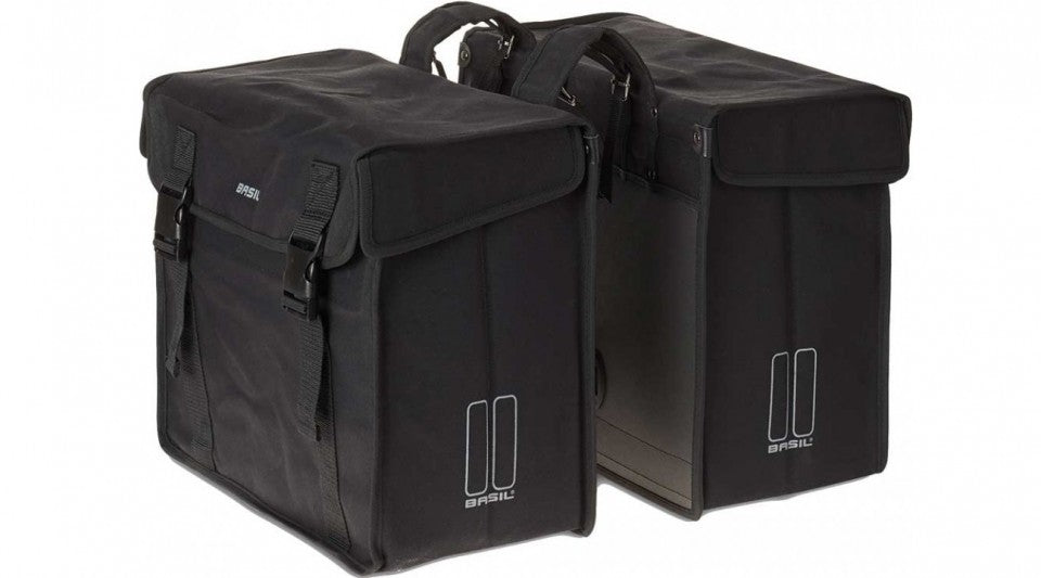 Basil Kavan XL Dubbele Fietstas – 65L | Extra Groot, Waterafstotend, Reflectie - Zwart