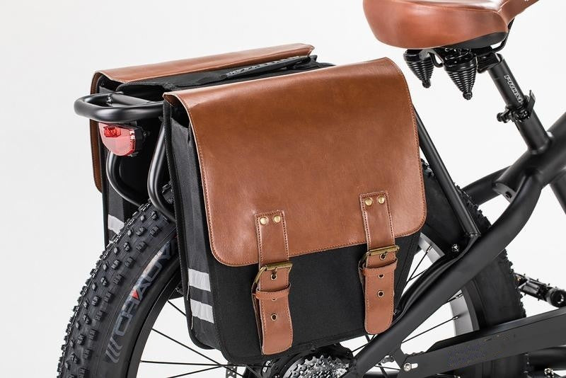 Originele Dubbele Fietstas voor Café Cruiser – Perfecte Pasvorm | Stevig, Stijlvol, Praktisch – Zwart/Bruin