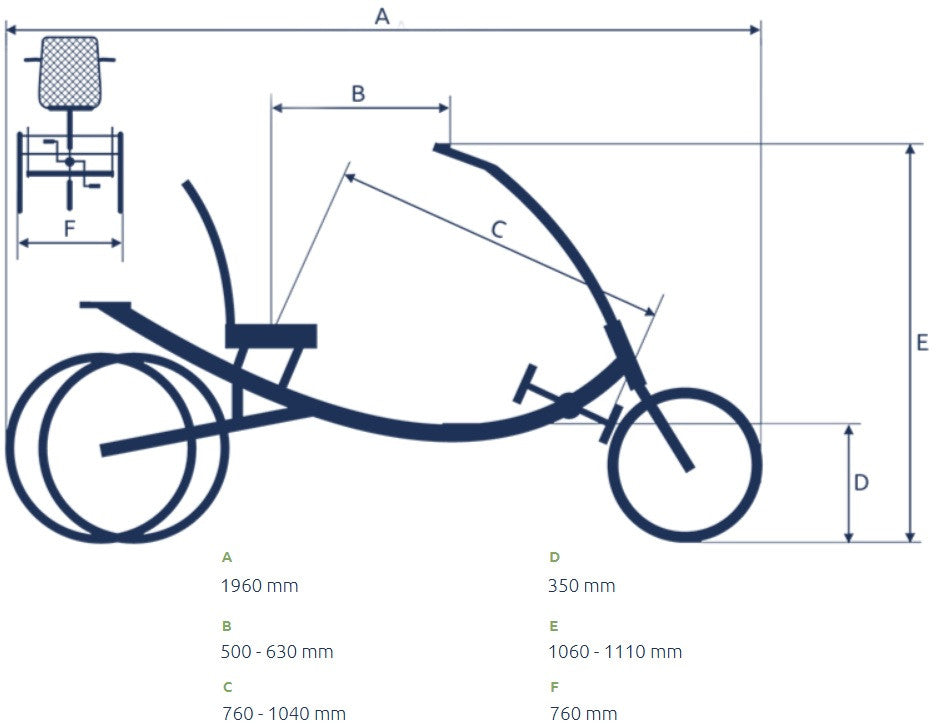 Driewieler fiets volwassenen Pfautec Trizon met ergonomische stoel en bagagemand