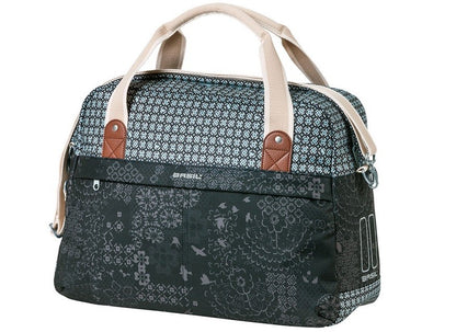 Basil Boheme Enkele Fietstas – 18L | Waterafstotend, Luxe Kunstleer met Print, Schoudertas – Zwart