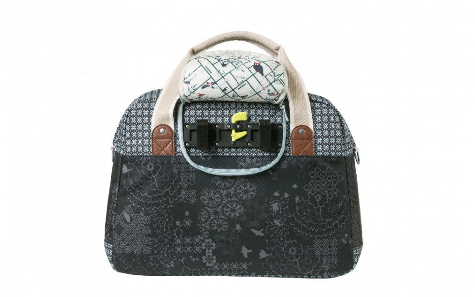 Basil Boheme Enkele Fietstas – 18L | Waterafstotend, Luxe Kunstleer met Print, Schoudertas – Zwart
