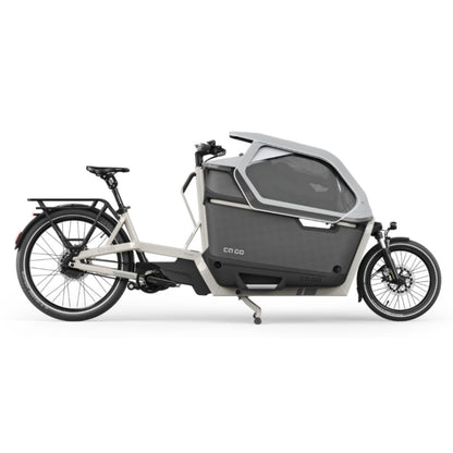 Premium elektrische bakfiets tweewieler Ca Go FS200 met regenhuif en kinderzitjes
