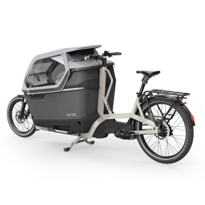 Premium elektrische bakfiets tweewieler Ca Go FS200 met regenhuif en kinderzitjes