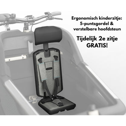 Premium elektrische bakfiets tweewieler Ca Go FS200 met regenhuif en kinderzitjes