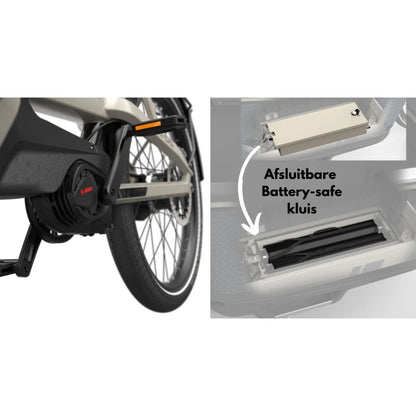 Premium elektrische bakfiets tweewieler Ca Go FS200 met regenhuif en kinderzitjes