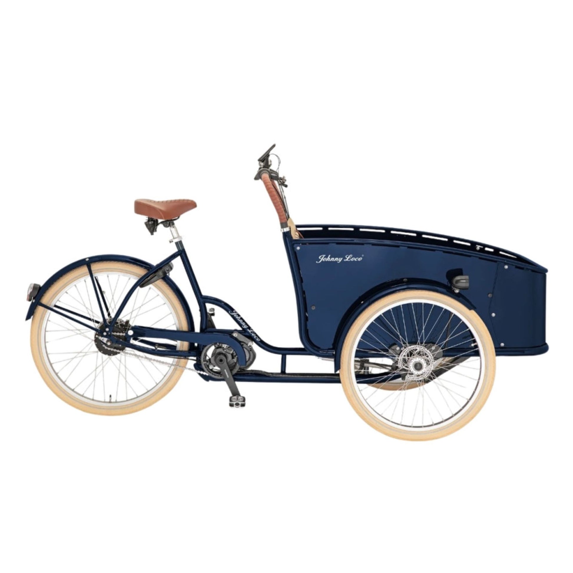 Premium elektrische bakfiets 3 wielen met aluminium bak en middenmotor