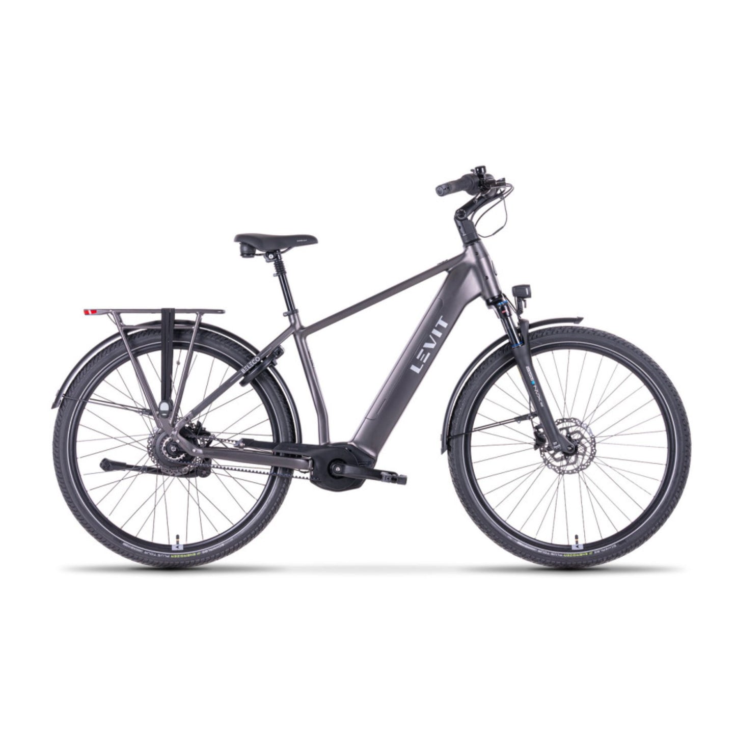 Elektrische herenfiets Levit Beleco 3 Overstep 2026 met middenmotor en riemaandrijving