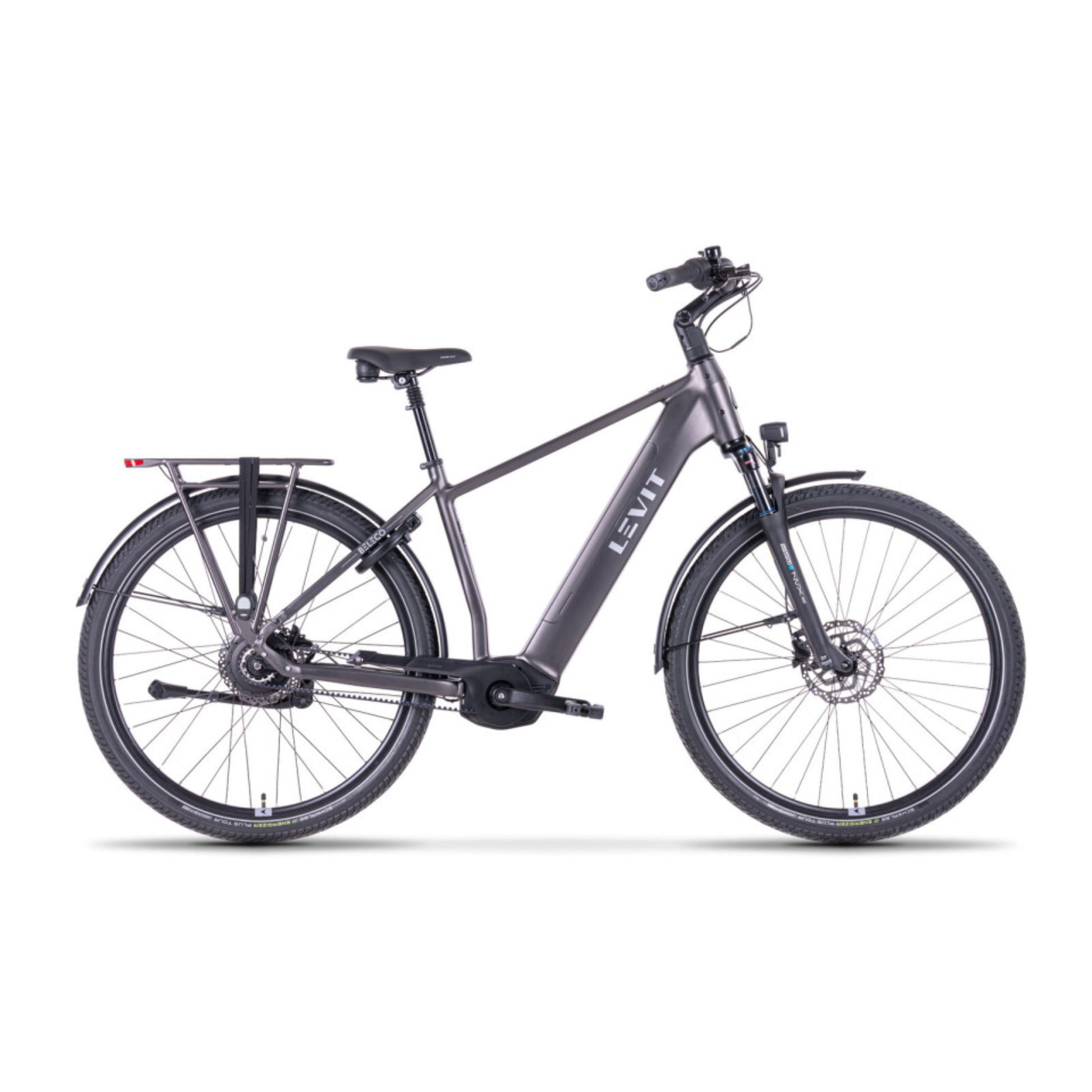 Elektrische herenfiets Levit Beleco 3 Overstep 2026 met middenmotor en riemaandrijving