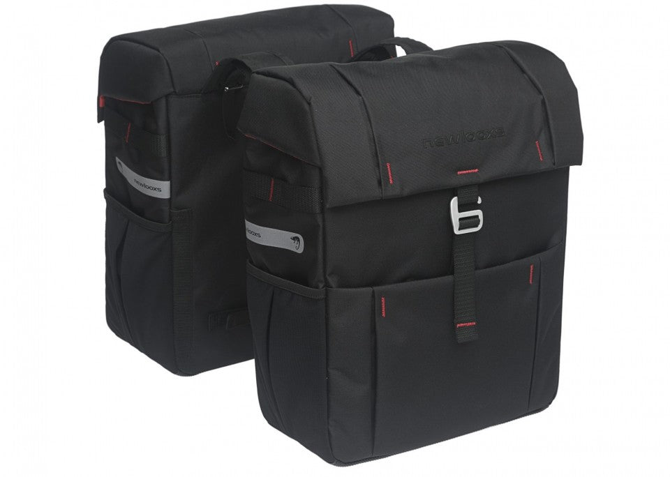 New Looxs Vigo Dubbele Fietstas – 37L | Waterafstotend, Sportief Design, Extra Vakken, Reflectie – Zwart