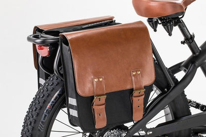 Originele Dubbele Fietstas voor Café Cruiser – Perfecte Pasvorm | Stevig, Stijlvol, Praktisch – Zwart/Bruin
