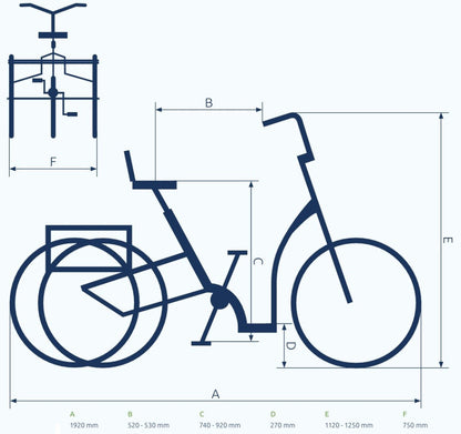 Driewieler elektrische fiets Pfautec Eno FM met ergonomische zithouding