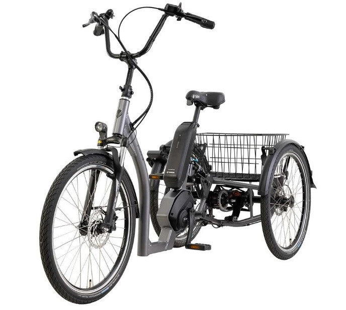 Elektrische driewieler Pfautec Tamo AP met bagagemand – stabiele driewieler fiets volwassenen