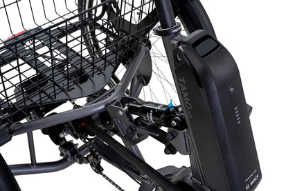 Elektrische driewieler Pfautec Tamo AP met bagagemand – stabiele driewieler fiets volwassenen