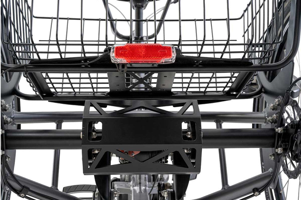 Elektrische driewieler Pfautec Tamo AP met bagagemand – stabiele driewieler fiets volwassenen