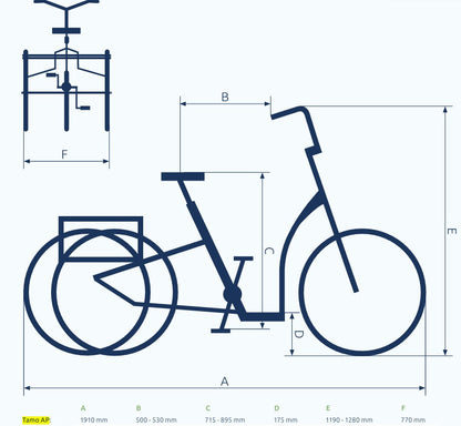 Elektrische driewieler Pfautec Tamo AP met bagagemand – stabiele driewieler fiets volwassenen
