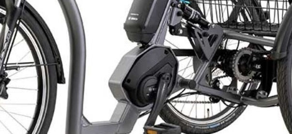 Elektrische driewieler Pfautec Tamo AP met bagagemand – stabiele driewieler fiets volwassenen