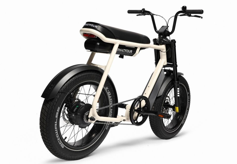 Elektrische fatbike Phatfour FLXS zwart – compact design met dikke banden