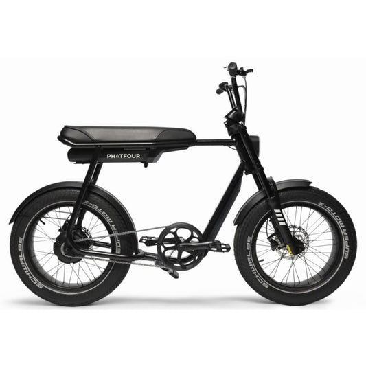 Elektrische fatbike Phatfour FLXS zwart – compact design met dikke banden
