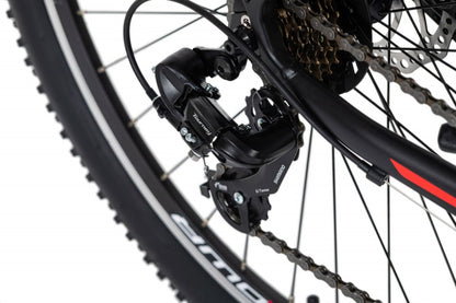 Qivelo Morzine – Stijlvol met Mooie Details | 21 Versnellingen, 29 Inch Wielen – Zwart/Rood