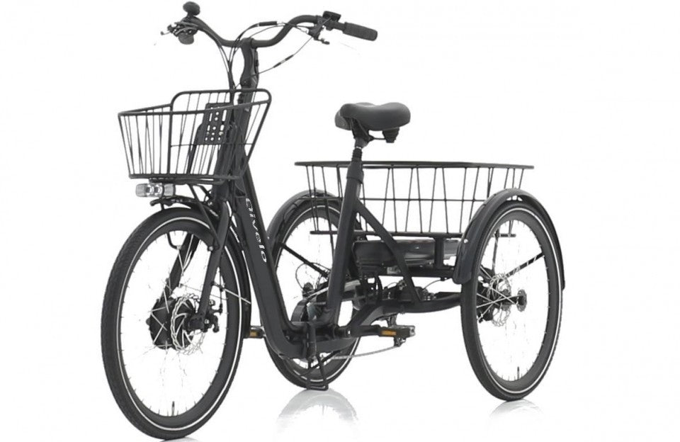 Driewieler elektrische fiets volwassenen met lage instap en manden