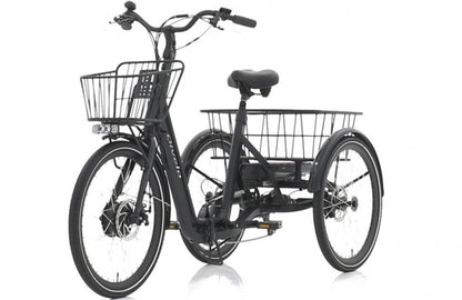 Driewieler elektrische fiets volwassenen met lage instap en manden