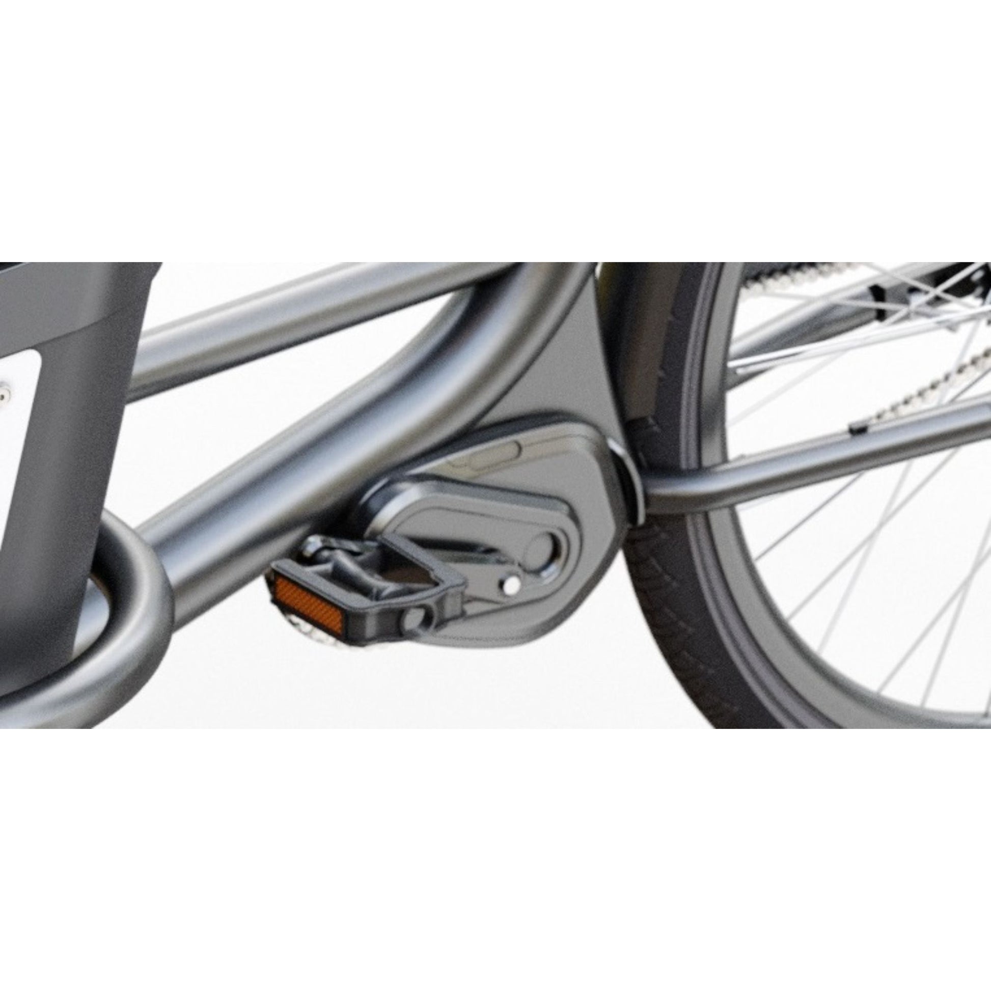 Elektrische bakfiets tweewieler met ruime kunststof bak en veiligheidsriemen