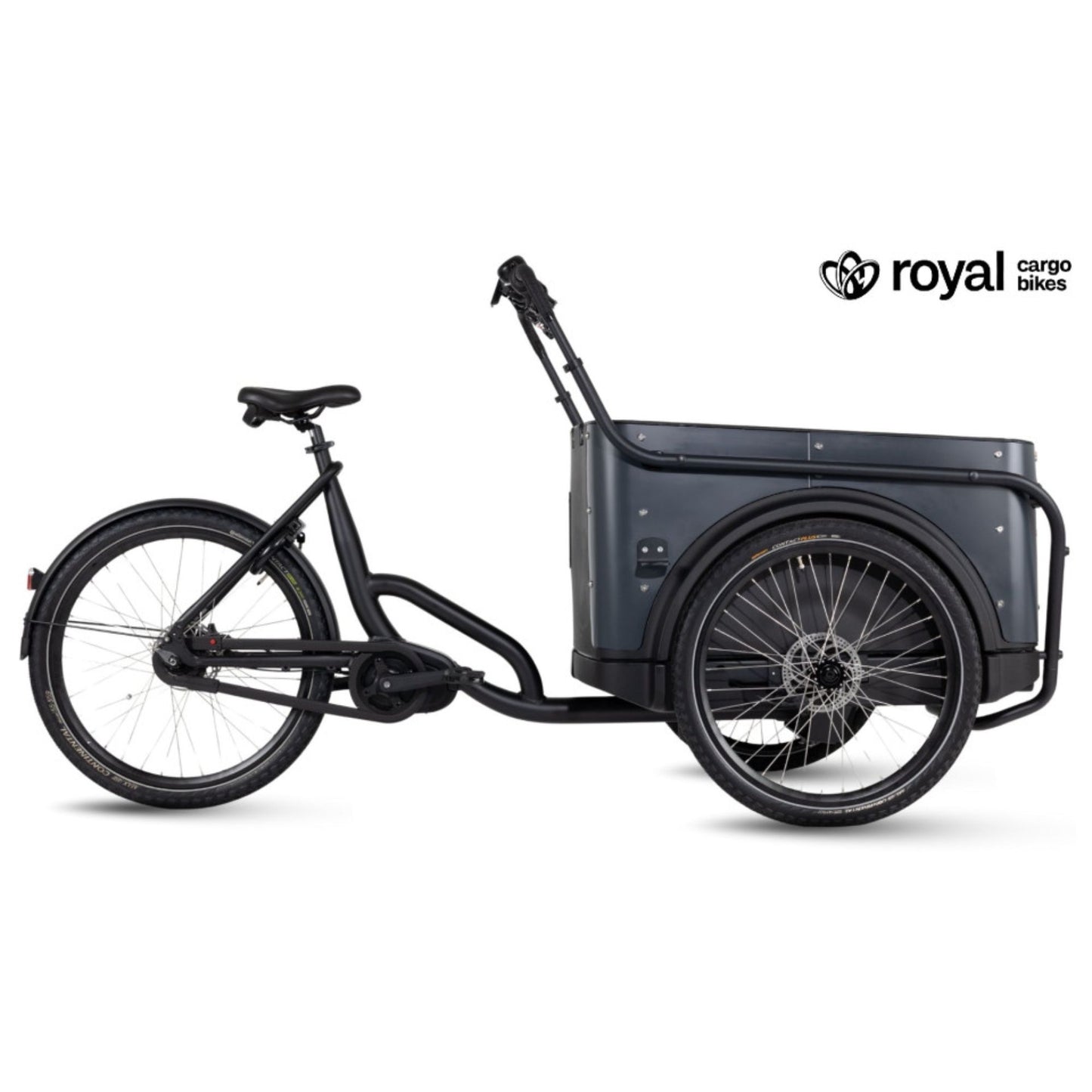 Elektrische bakfiets driewieler met ruime kunststof bak voor 4 kinderen