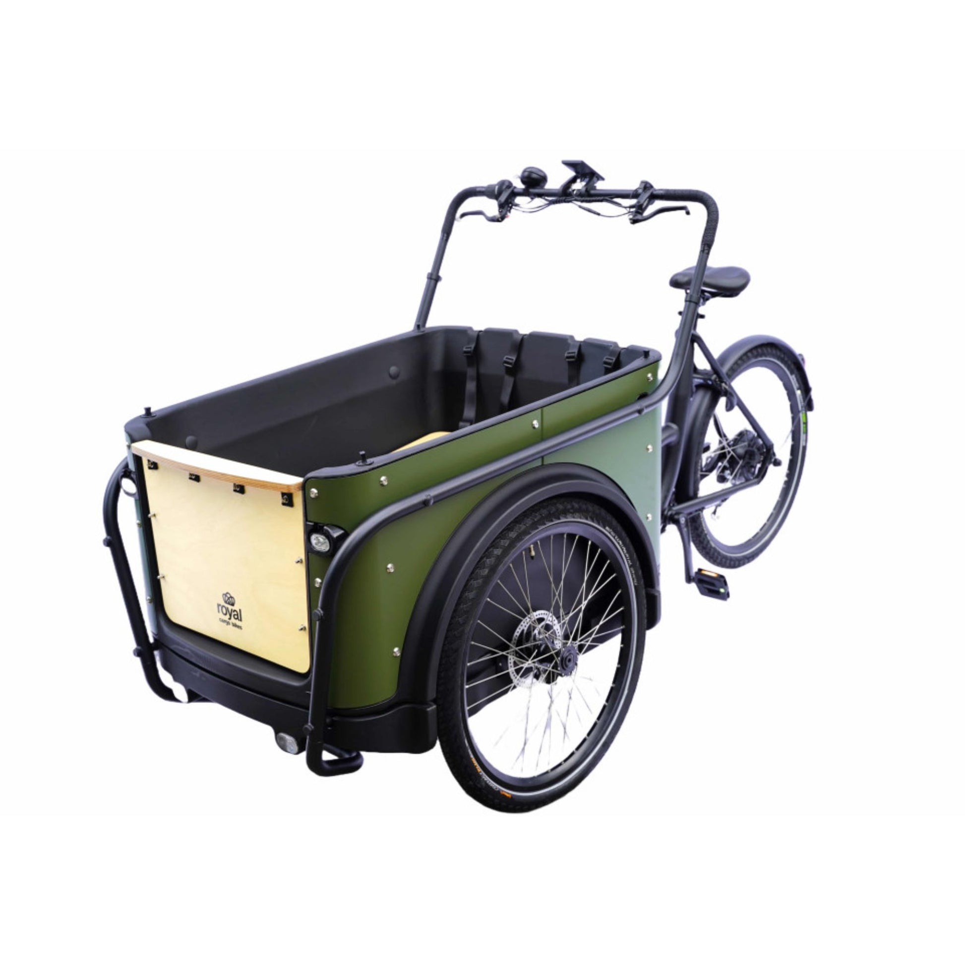 Elektrische bakfiets driewieler met ruime kunststof bak voor 4 kinderen