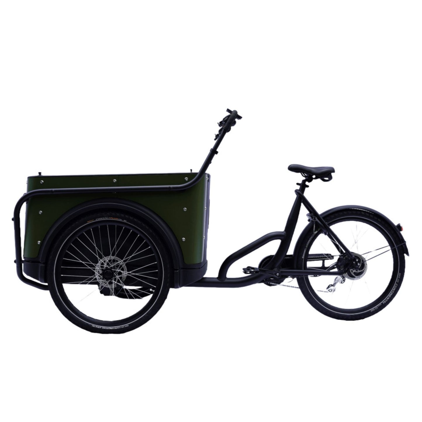 Elektrische bakfiets driewieler met ruime kunststof bak voor 4 kinderen