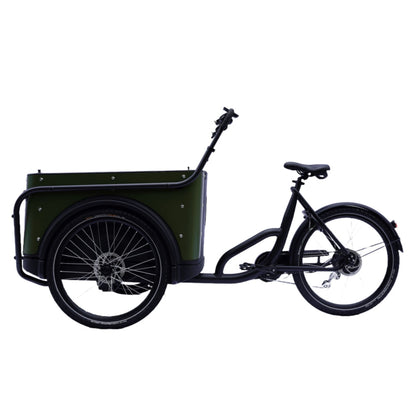 Elektrische bakfiets driewieler met ruime kunststof bak voor 4 kinderen