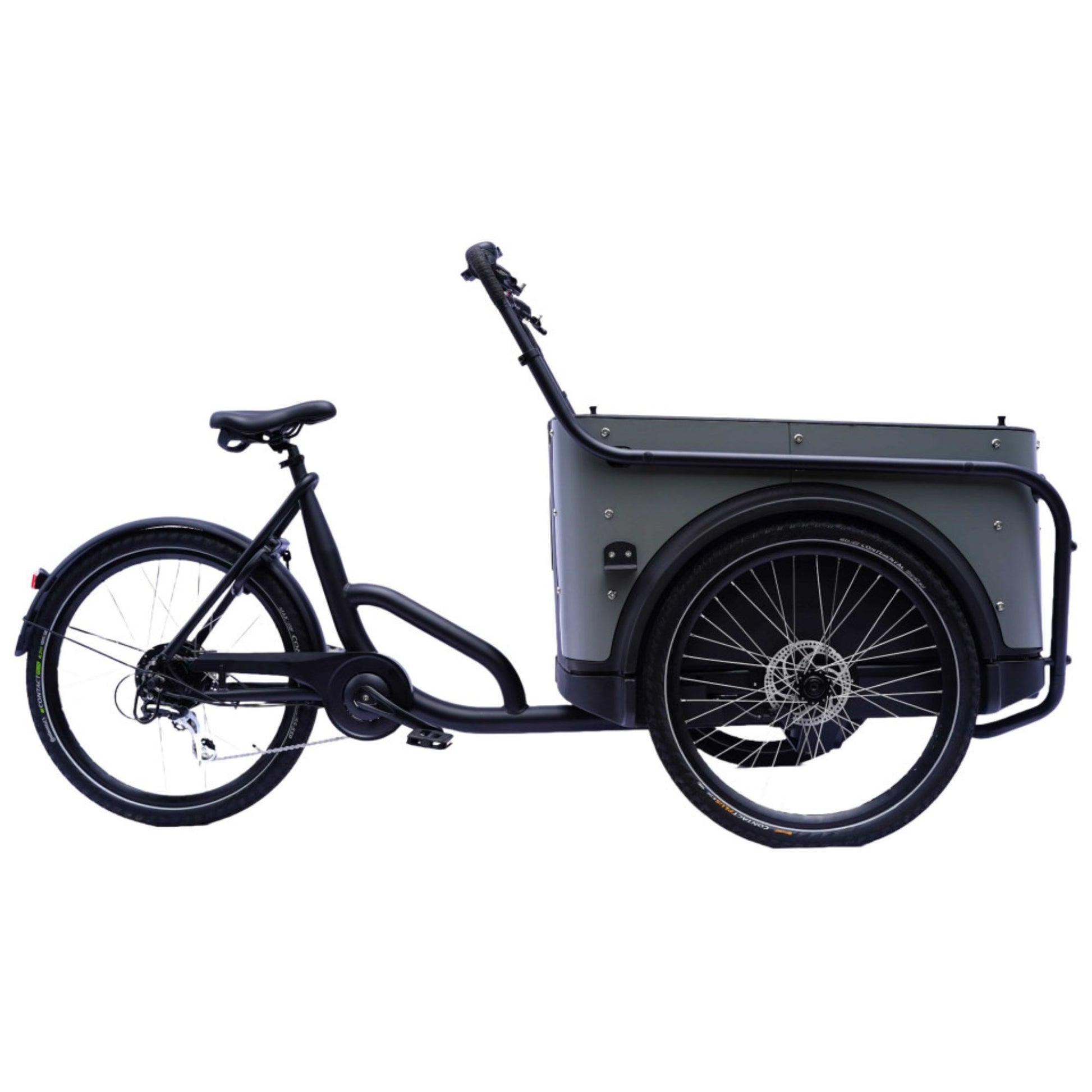 Elektrische bakfiets driewieler met ruime kunststof bak voor 4 kinderen