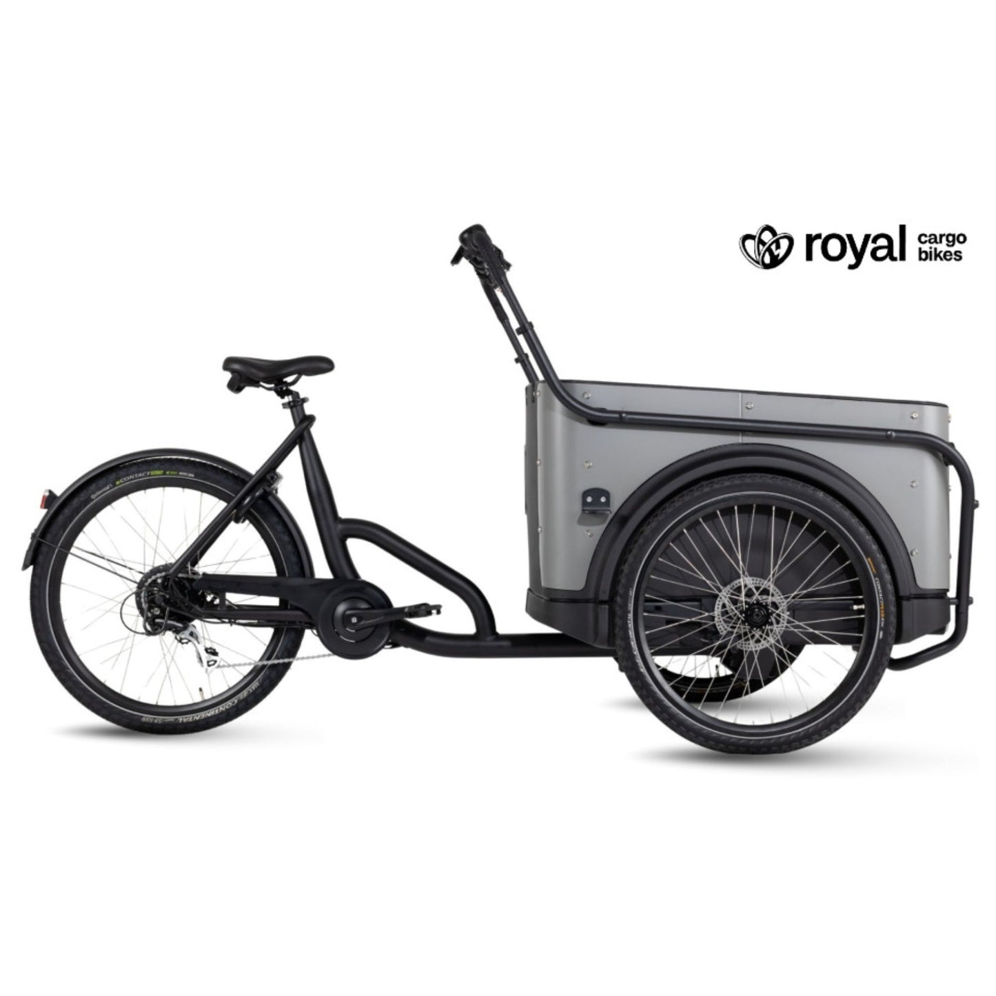 Elektrische bakfiets driewieler met ruime kunststof bak voor 4 kinderen