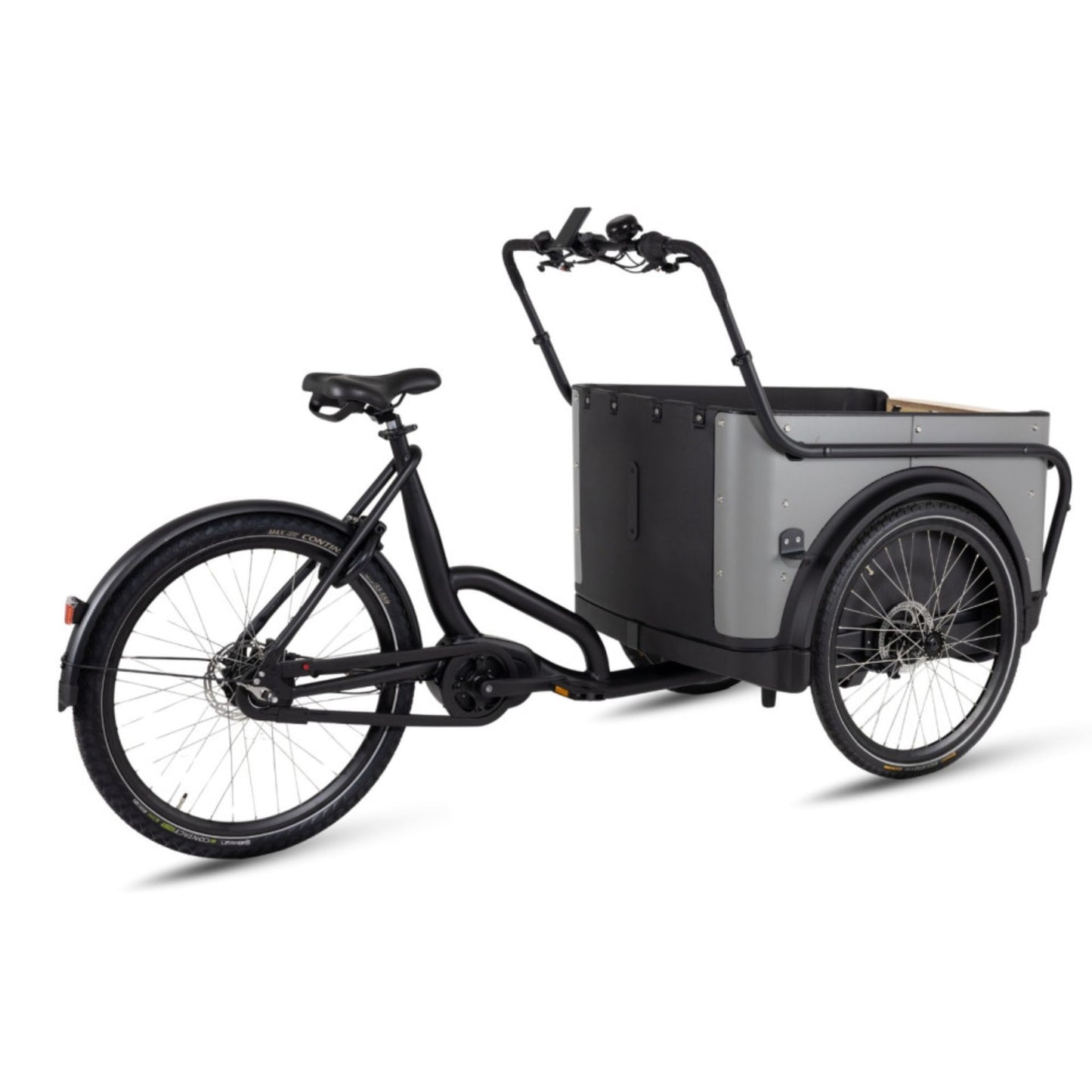 Elektrische bakfiets driewieler met ruime kunststof bak voor 4 kinderen