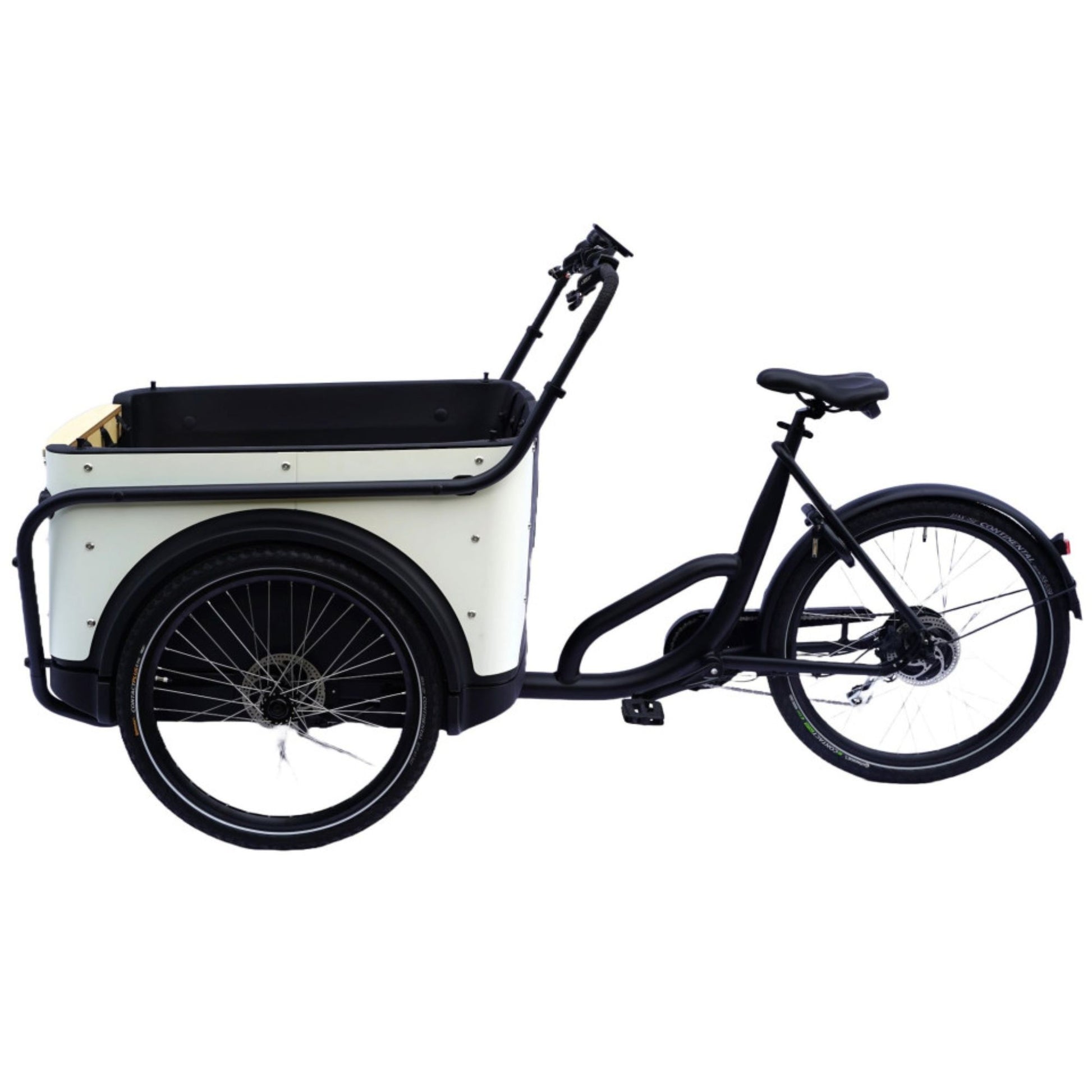 Elektrische bakfiets driewieler met ruime kunststof bak voor 4 kinderen