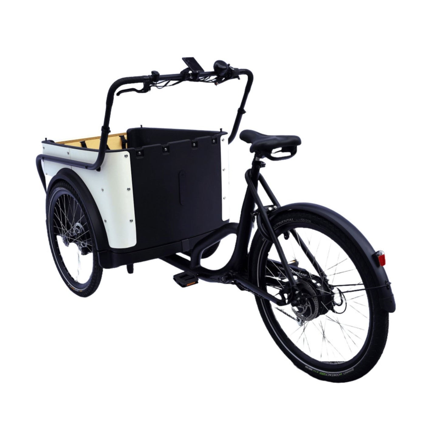 Elektrische bakfiets driewieler met ruime kunststof bak voor 4 kinderen