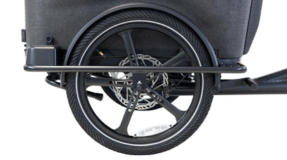 Elektrische bakfiets driewieler Van Rixtel Family met ruime gezinsbak en veiligheidsdeurtje