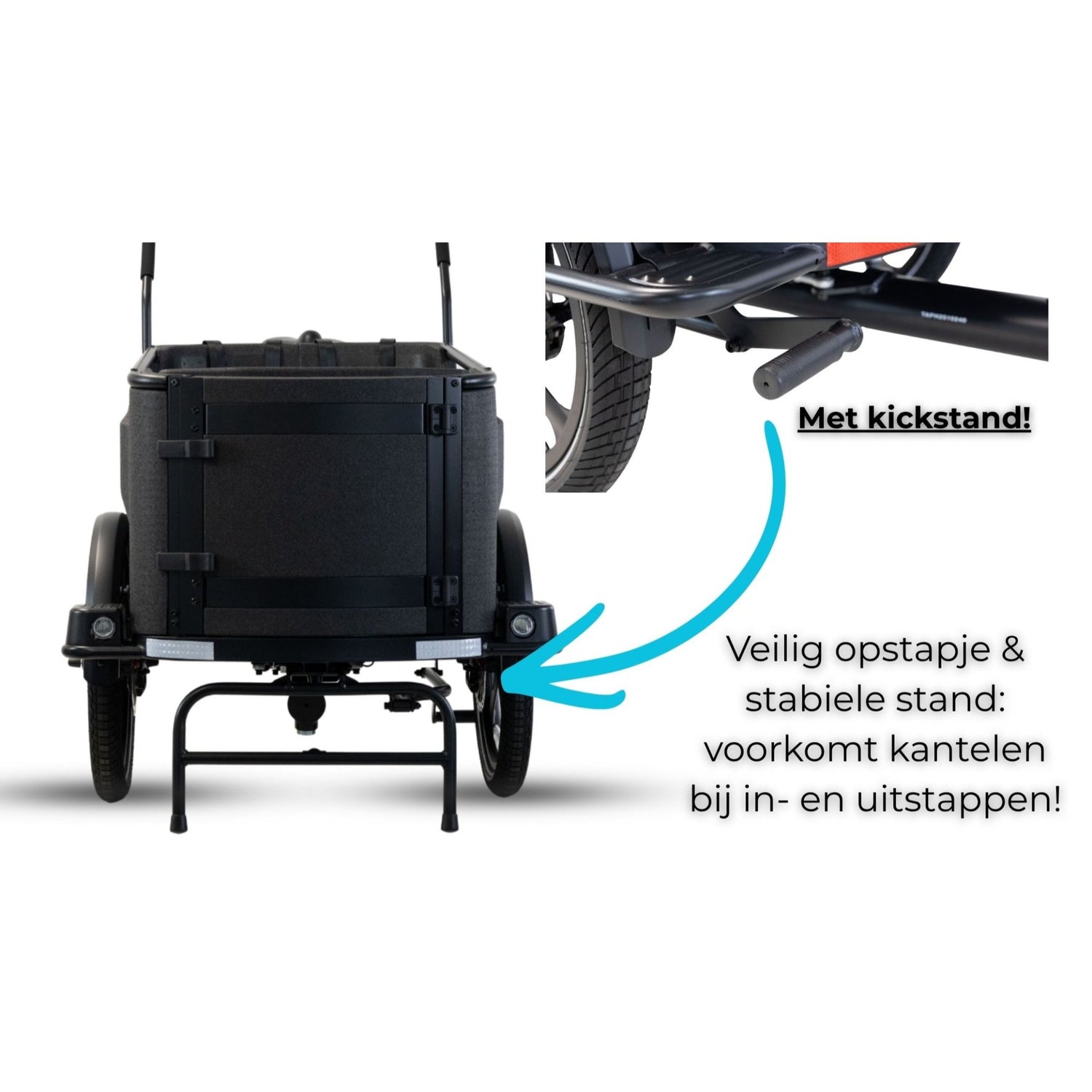 Elektrische bakfiets driewieler Van Rixtel Family met ruime gezinsbak en veiligheidsdeurtje