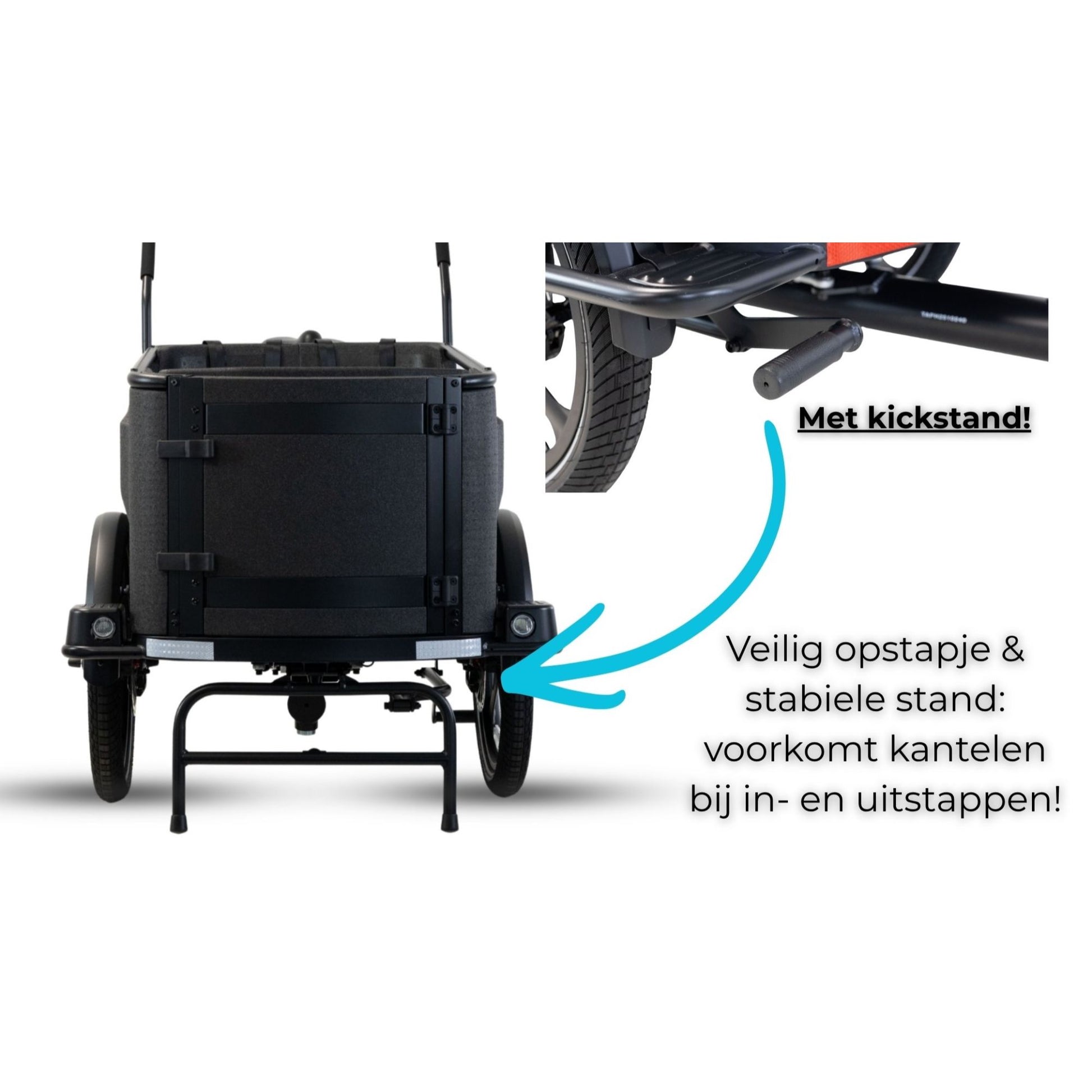 Elektrische bakfiets driewieler Van Rixtel Family met ruime gezinsbak en veiligheidsdeurtje