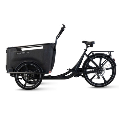 Elektrische bakfiets driewieler Van Rixtel Family met ruime gezinsbak en veiligheidsdeurtje