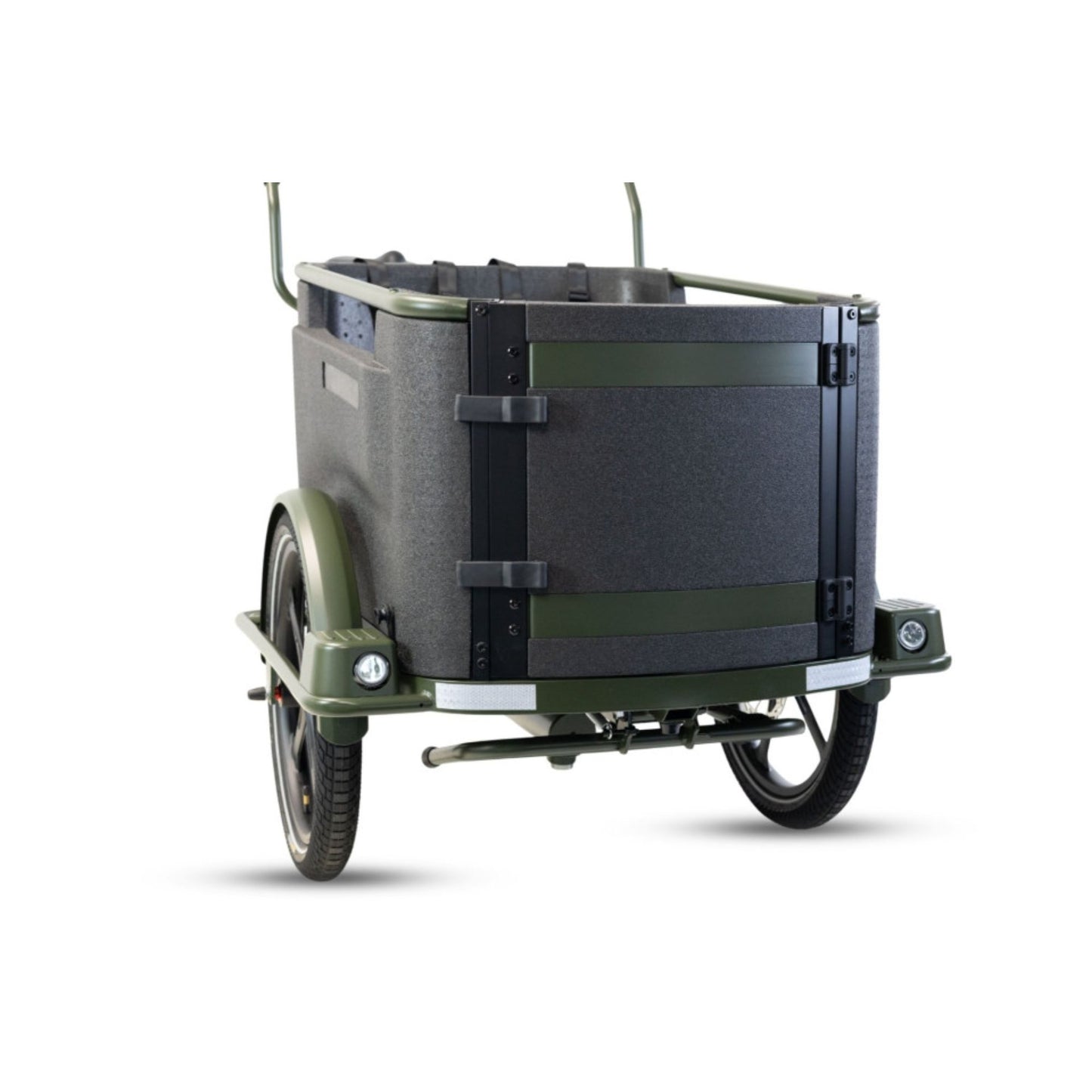 Elektrische bakfiets driewieler Van Rixtel Family met ruime gezinsbak en veiligheidsdeurtje