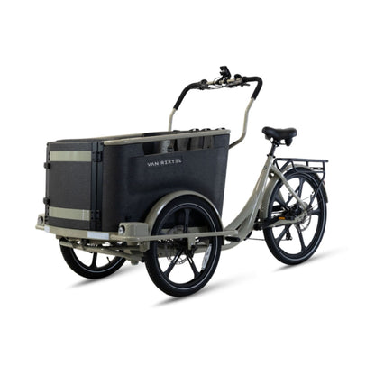 Elektrische bakfiets driewieler Van Rixtel Family met ruime gezinsbak en veiligheidsdeurtje