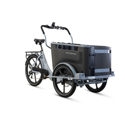 Elektrische bakfiets driewieler Van Rixtel Family met ruime gezinsbak en veiligheidsdeurtje